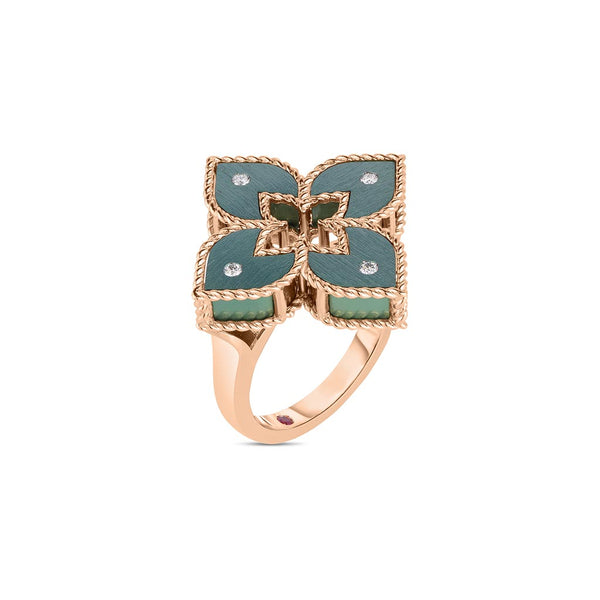 Venetian Princess Green Titanium And Diamond Flower Ring - 1